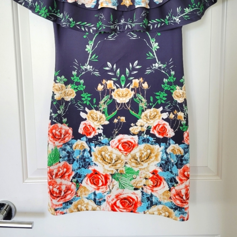 Off Shoulder Floral Bodycon Mini Dress